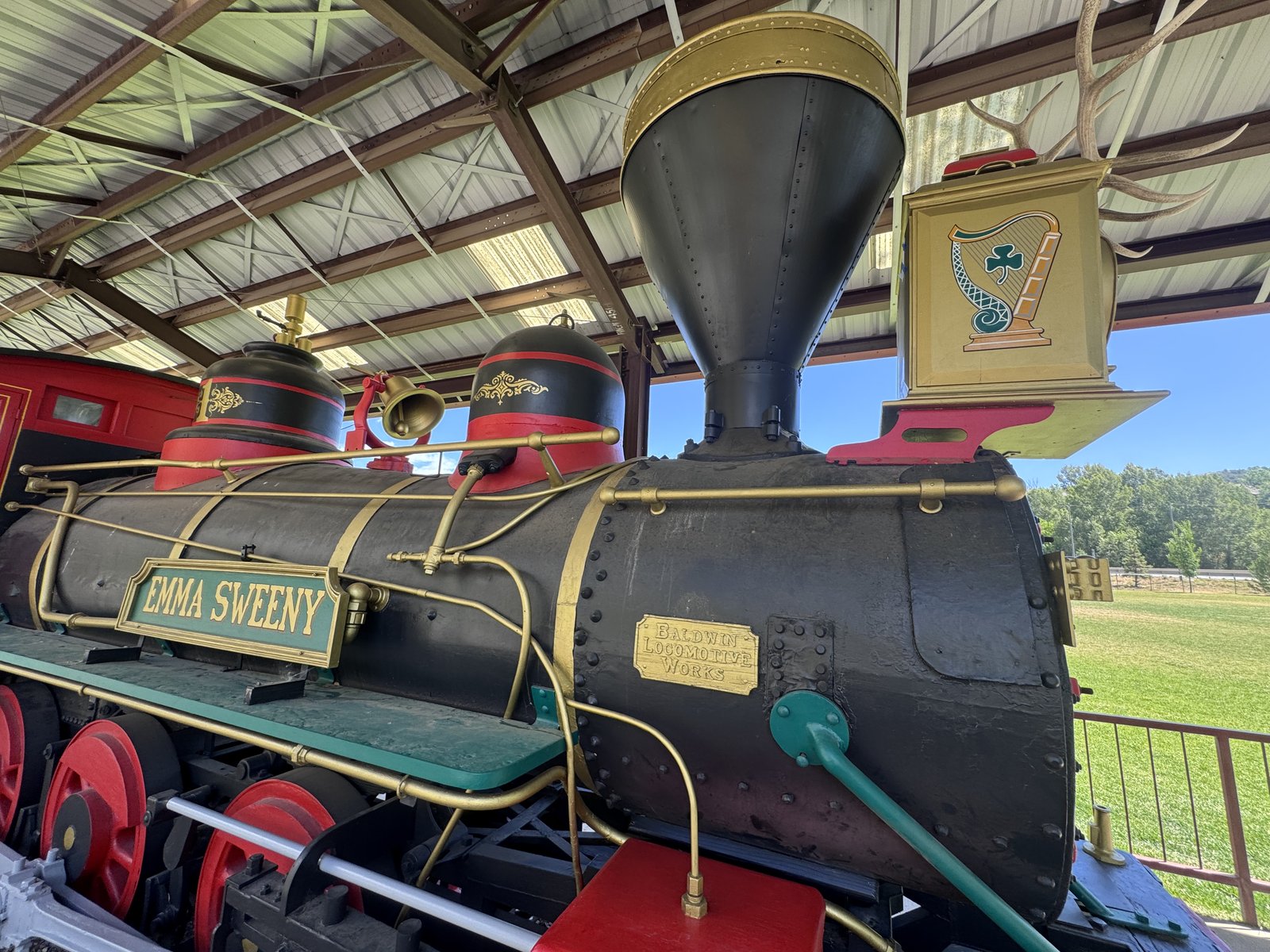 Emma Sweeny nameplate and Baldwin Locomotive Works badge — restored by Rocky Top Painting